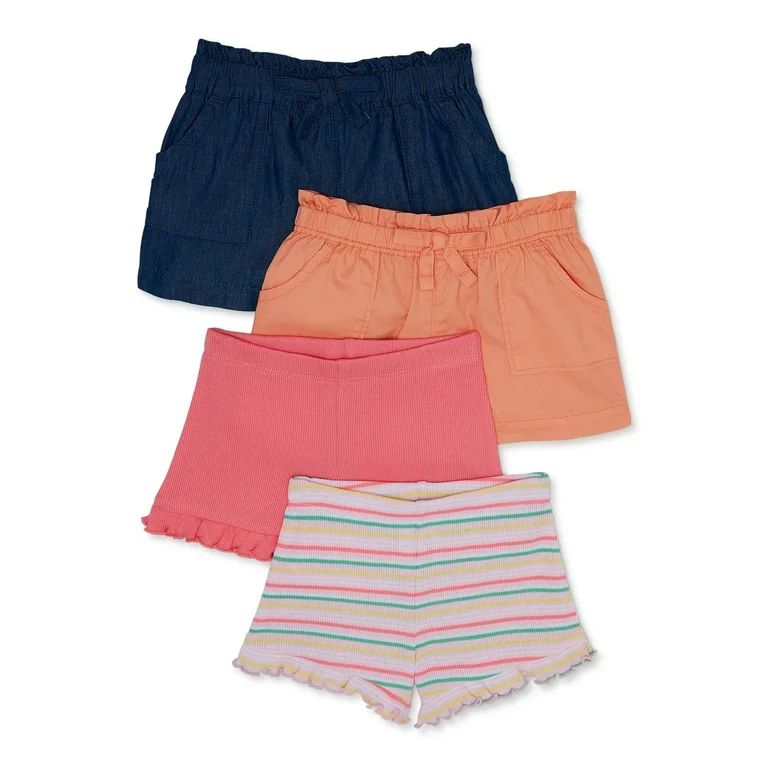 Garanimals Baby Girl Ruffle Shorts Multipack, 4-Pack, Sizes 0-24 Months | Walmart (US)