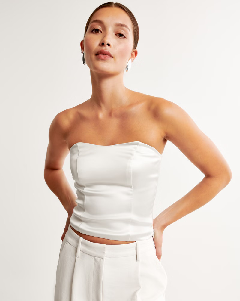 Satin Sculpt Strapless Corset Top | Abercrombie & Fitch (US)