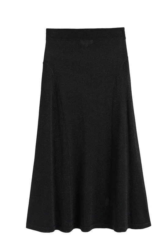 Black Wool-Blend Lurex Skirt | Chinti & Parker