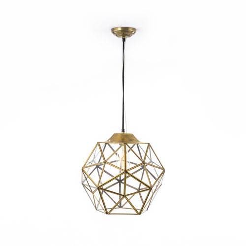 251 First River Station Antique Gold Glass & Metal Faceted Pendant | Bellacor | Bellacor
