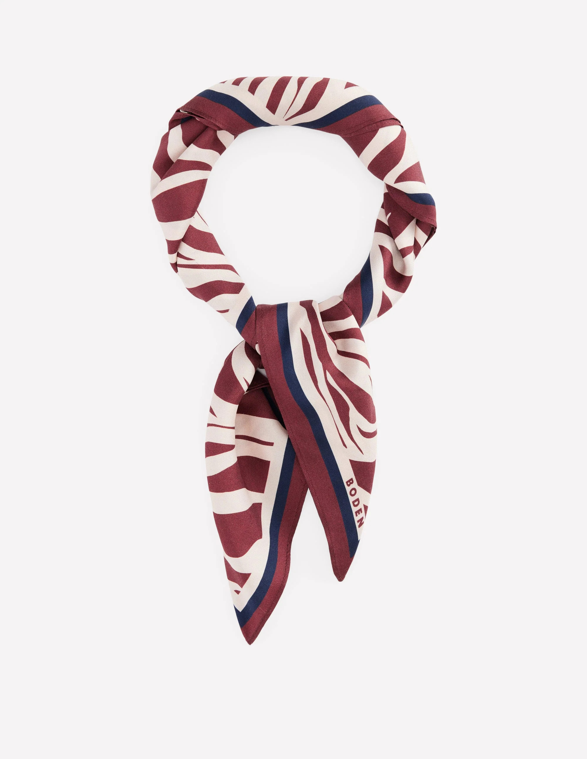 Elisabeth Silk Square Scarf-Chestnut, Zebra Swirl | Boden (US)