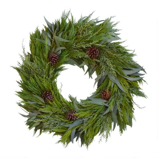 Fresh Willow Eucalyptus, Cedar and Pinecone Wreath | World Market