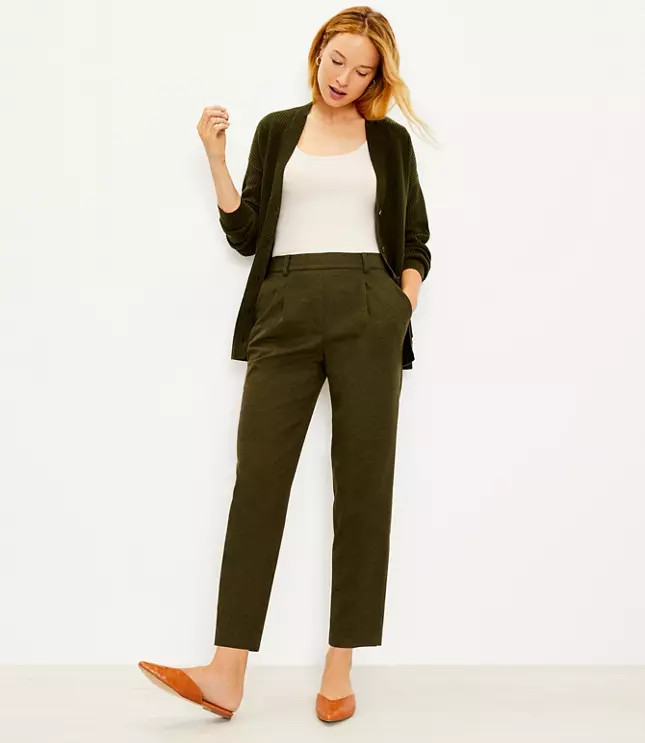 Pull On Tapered Pants in Brushed Flannel | LOFT