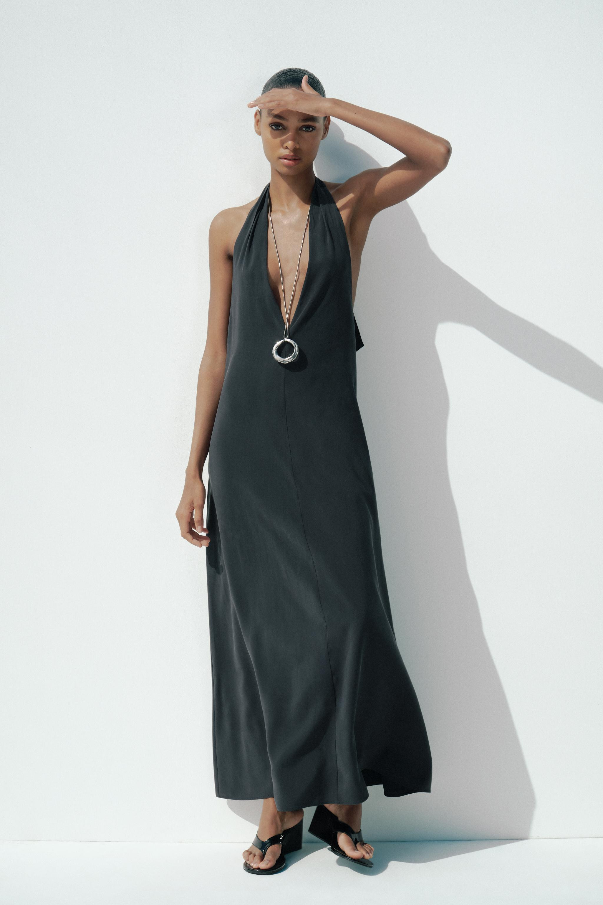HALTER MIDI DRESS WITH TIE | Zara UK