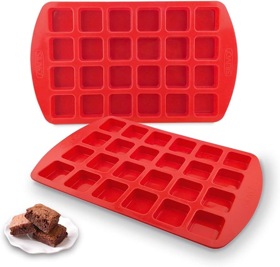 SILIVO Bite-Size Silicone Brownie Pan with Dividers - 2 Pack 24-Cavity Non-Stick Mini Silicone Mo... | Amazon (US)