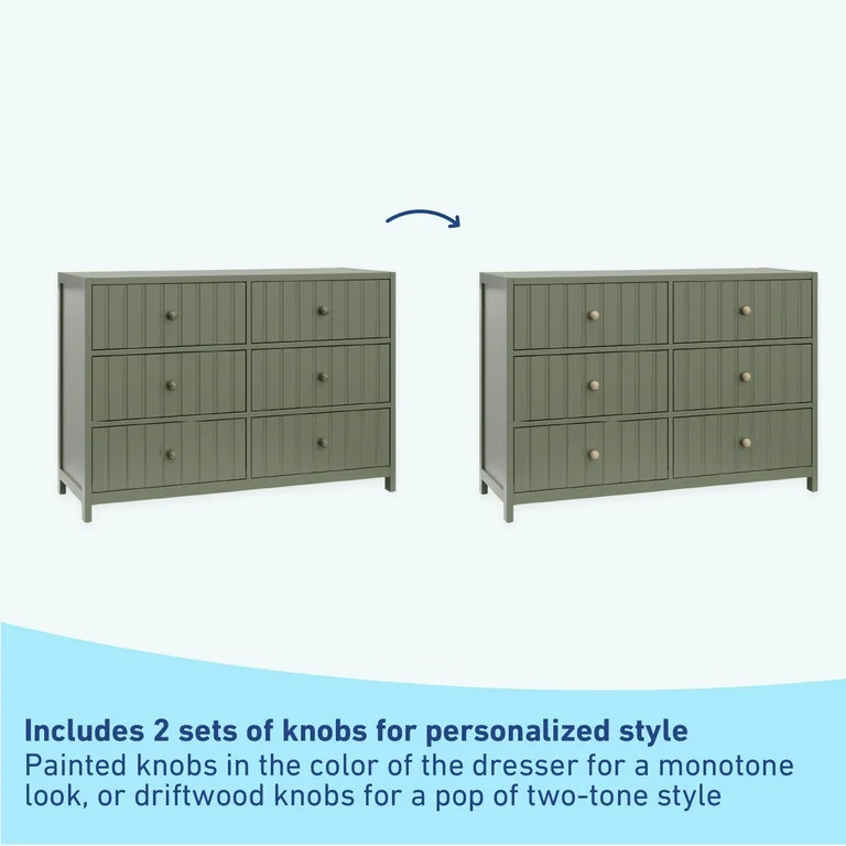 Graco Teddi 6 Drawer Nursery Double Dresser, Olive | Walmart (US)