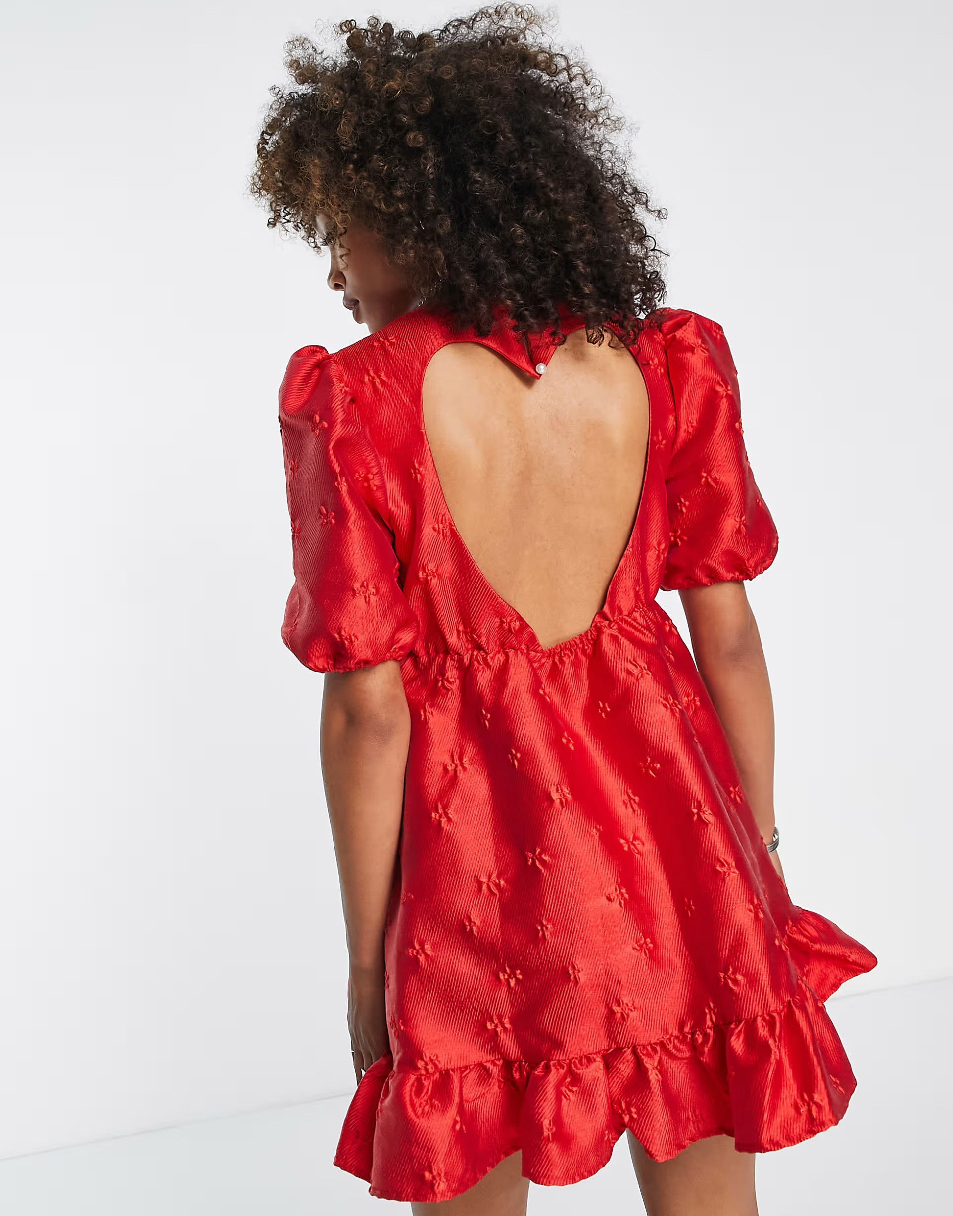 Sister Jane jacquard mini dress with open heart back in red | ASOS (Global)