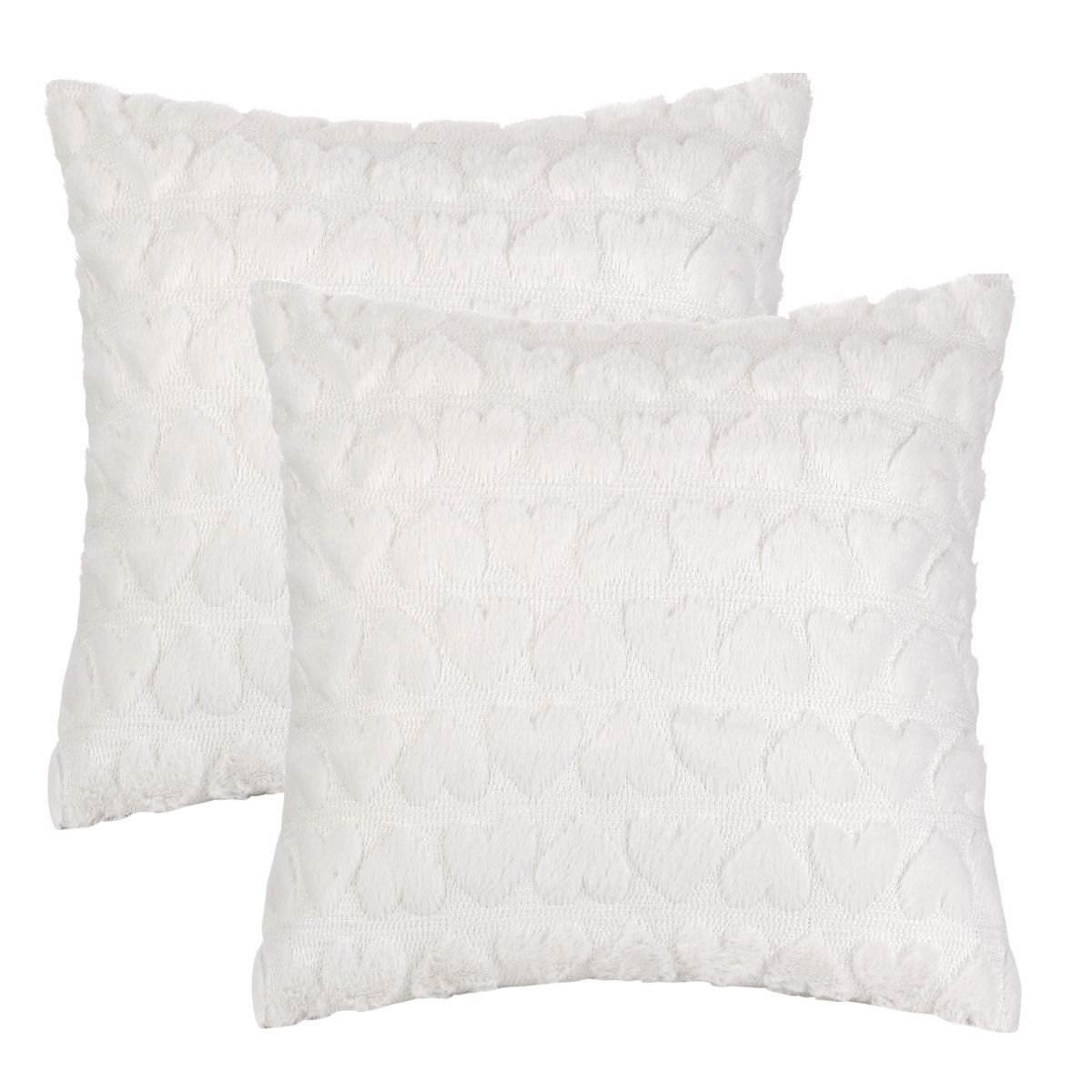 Unique Bargains Printed Decorative Faux Fur Heart Pattern Soft Pillow Covers 2 Pcs | Target