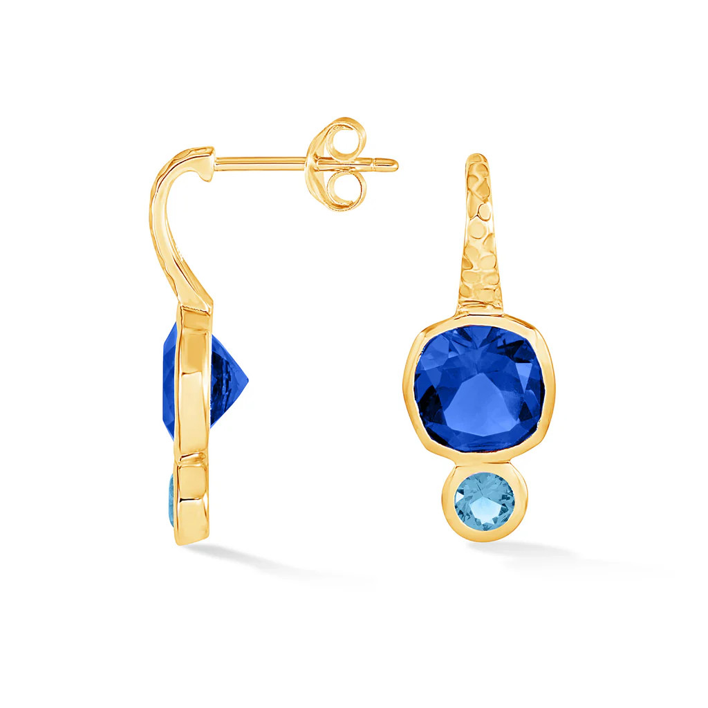 Cobalt Blue Hammered Hoop Earrings | Dower & Hall
