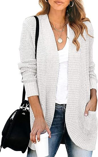 KIRUNDO 2022 Women’s Open Front Cardigan Long Sleeve Knitted Soft Sweater Loose Lightweight Slo... | Amazon (US)