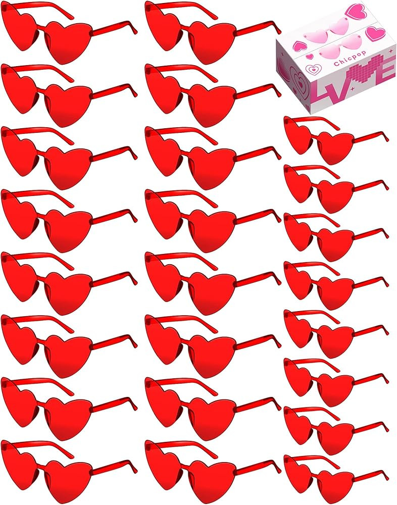 24PCS Heart Sunglasses Party Favors Bulk Glasses Womens Trendy Eyewear for Women | Amazon (US)