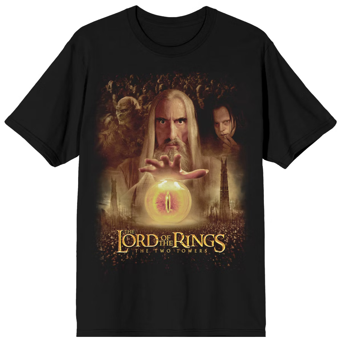 Lord Of The Rings Two Towers Saruman Poster Art Crew Neck Short Sleeve Black Men's T-shirt | Target