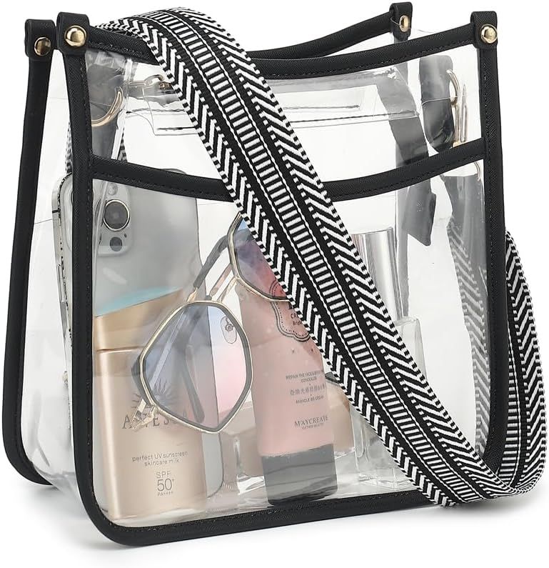 LOXOMU Clear Crossbody Bag Stadium Approved - Clear Purses for Women with Adjustable Strap Clear ... | Amazon (US)