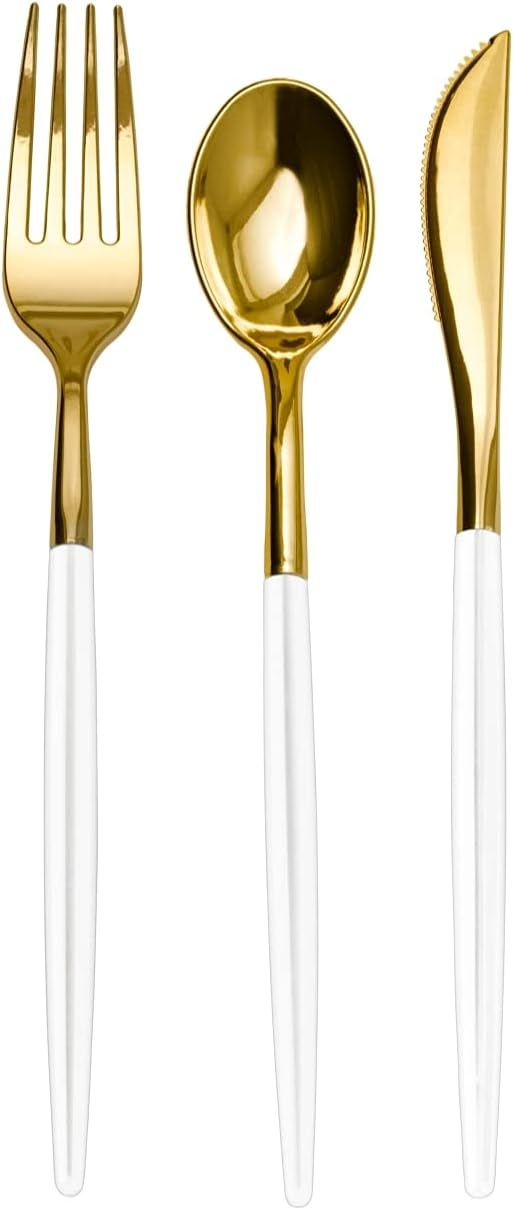 Trendables 120 Pack Disposable Silverware Set - Plastic Cutlery Dinnerware - Includes 40 - Plasti... | Amazon (US)