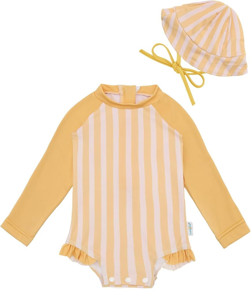 babygoal Baby Girls Long Sleeve One Piece Rash Guard Swimsuit with Zipper, UPF 50+ Sun Protection | Amazon (US)