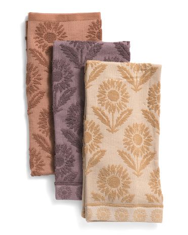 Set Of 3 Sunflower Jacquard Kitchen Towels | TJ Maxx