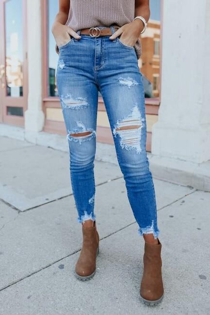 Beach Bound Medium Wash Distressed Skinny Jeans | Magnolia Boutique