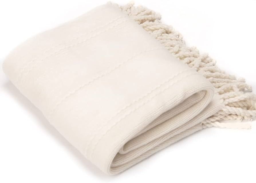BATTILO HOME Cream Throw Blanket for Couch, Decorative Knit Ivory Throw Blankets for Bed, Soft Wa... | Amazon (US)