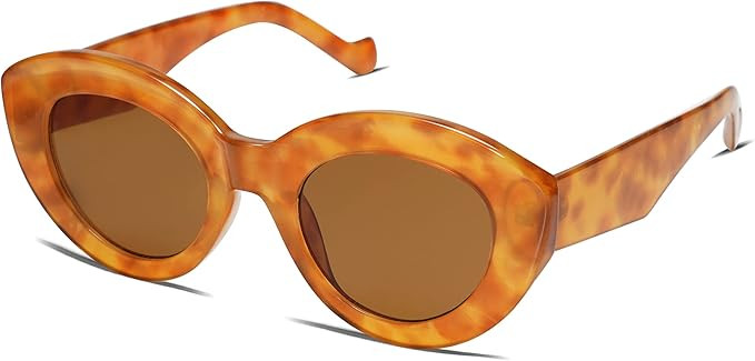 Allarallvr Oversized Large Cateye Sunglasses for Women Trendy Cute Cat Eye Shades Thick Frame Sun... | Amazon (US)