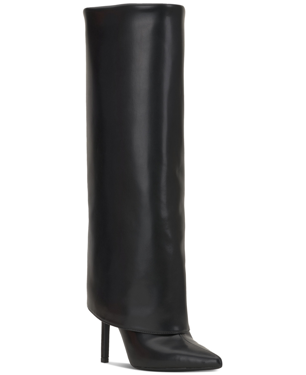 I.n.c. International Concepts Skylar Wide-Calf Fold Over Cuffed Knee High Boots, Created for Macy's - Black Smooth | Macy's