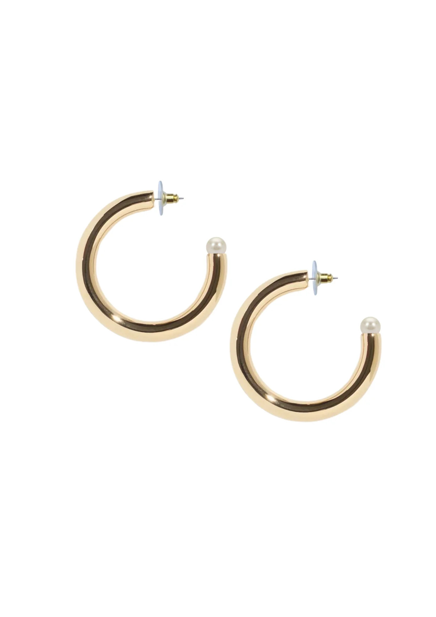 Chunky golden hoops + pearl | Nicola Bathie Jewelry