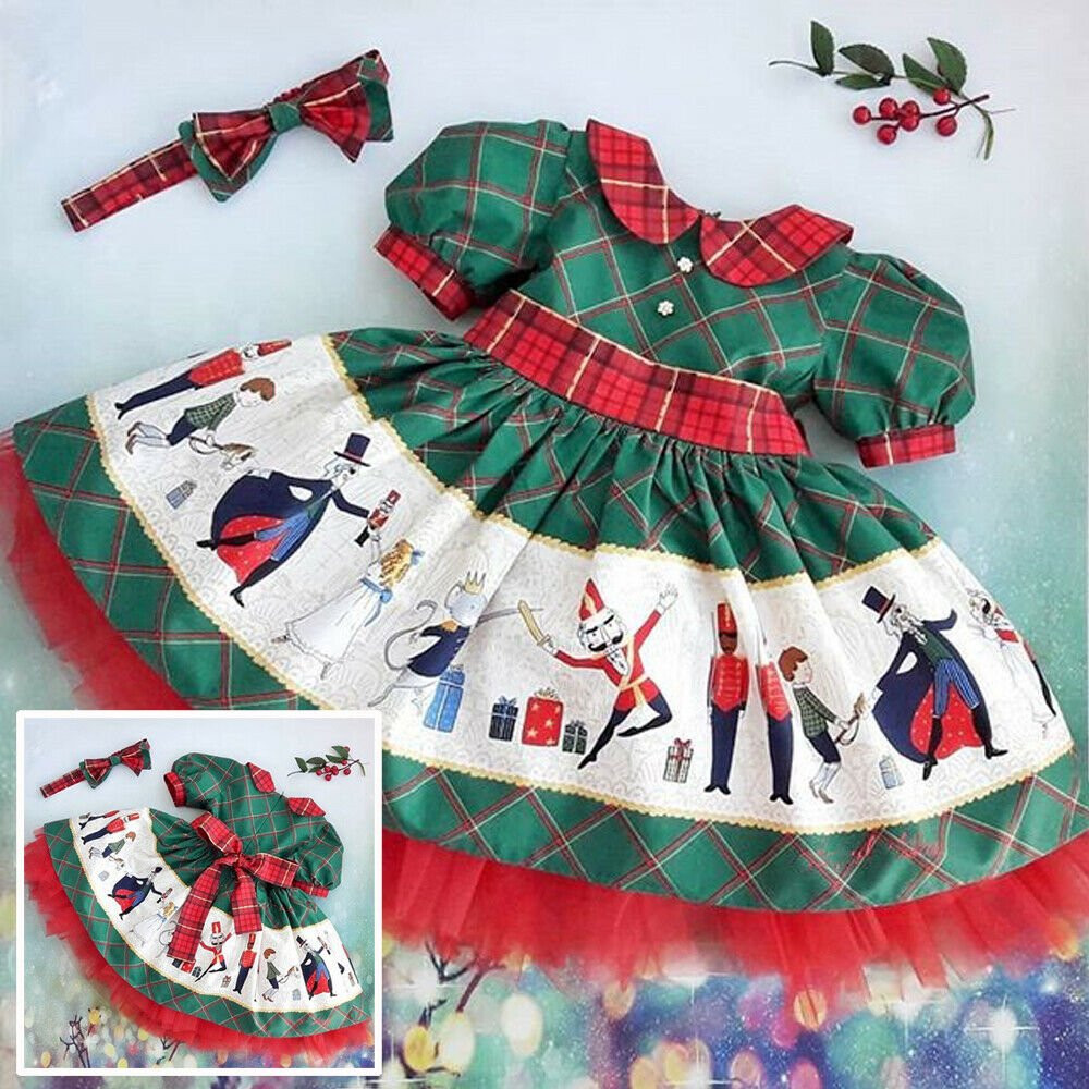 Elegant Christmas Kids Baby Girls Bowknot Party Pageant XMAS Santa Dress Clothes | Walmart (US)