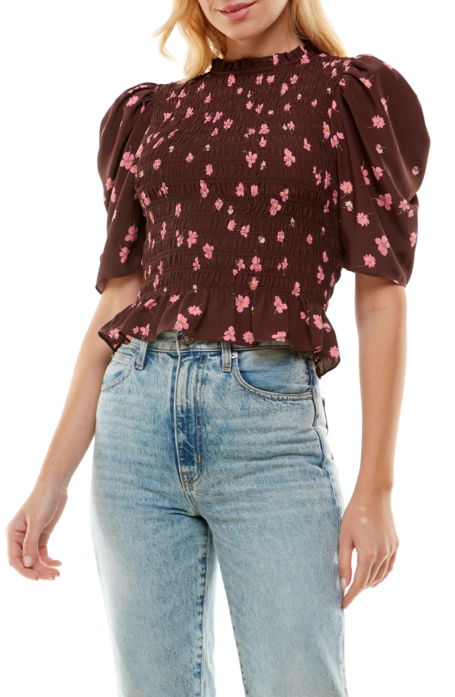 WAYF Hart Smocked Ruffle Top | Nordstrom | Nordstrom