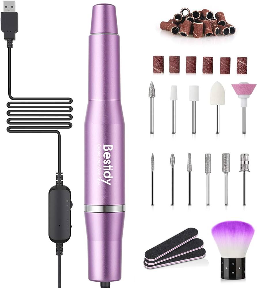 Bestidy Best Gift Electric Nail Drill Kit, USB Manicure Pen Sander Polisher with 6 Pieces Changea... | Amazon (US)