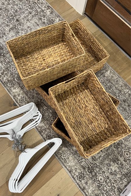 Organization woven baskets 
Container store 
White hangers 
Bathroom storage 
Closet 


#LTKunder50 #LTKhome #LTKstyletip