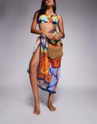 ASOS DESIGN printed beach sarong in abstract print | ASOS | ASOS (Global)