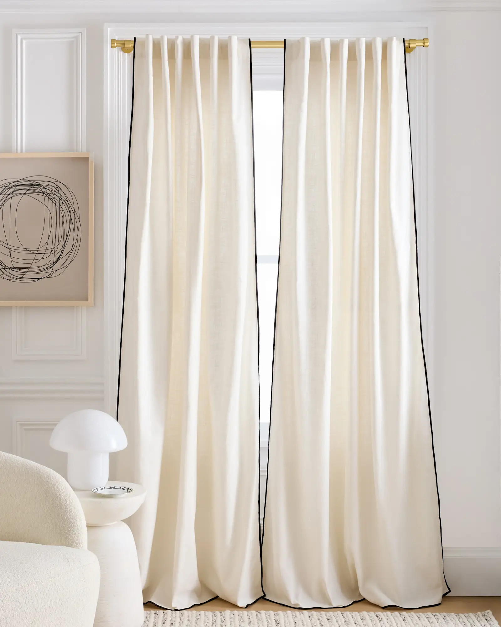 Piped Edge Cotton Curtain   Single Panel | Quince
