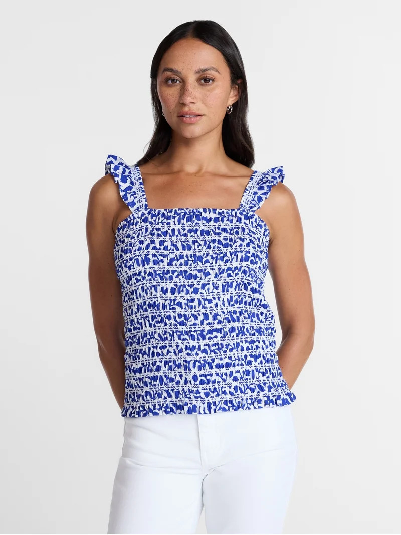 Time and Tru Women's Smocked Bodice Tank Top, Sizes XS - XXXL | Walmart (US)