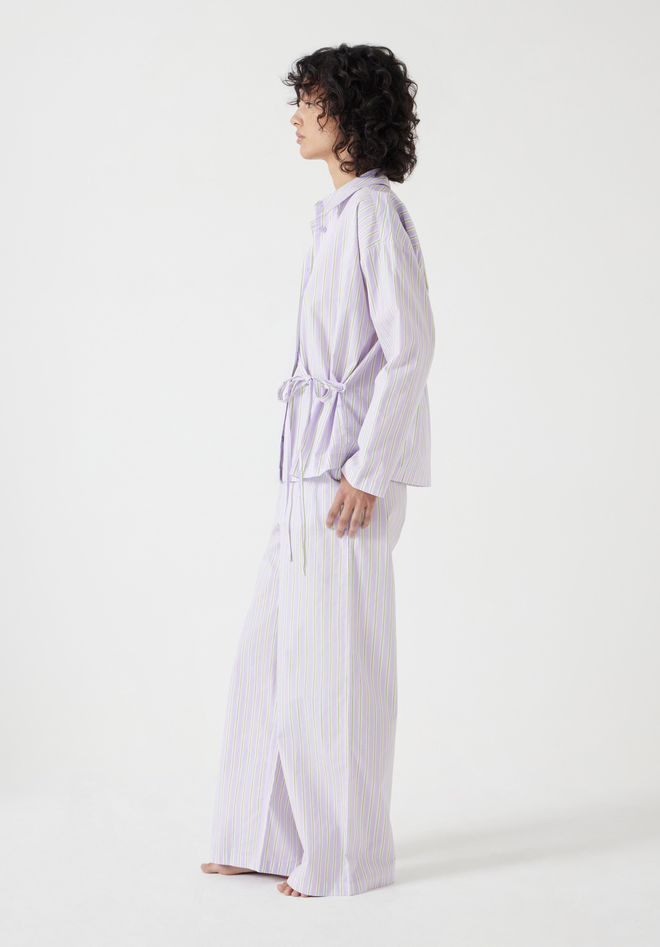 Cotton Poplin Stripe Trouser Pyjamas Set | Hush UK