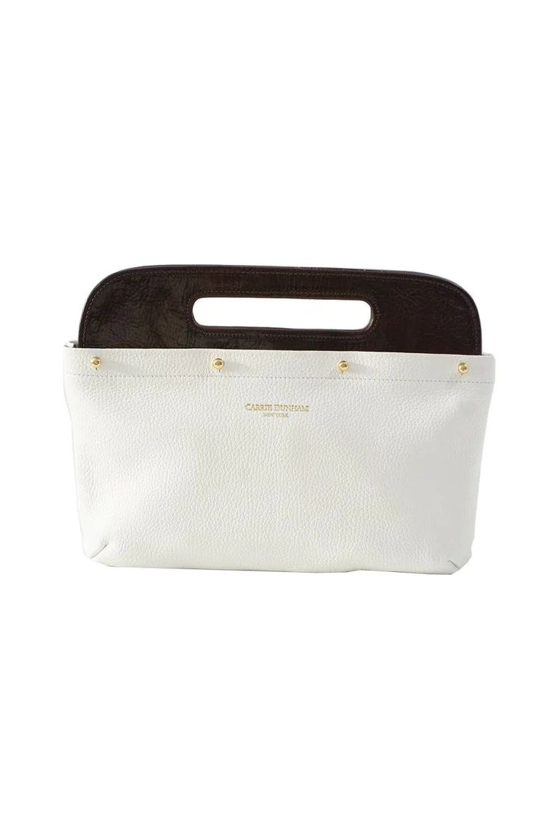 Dove White Pebble Leather Clutch Cover | CARRIE DUNHAM