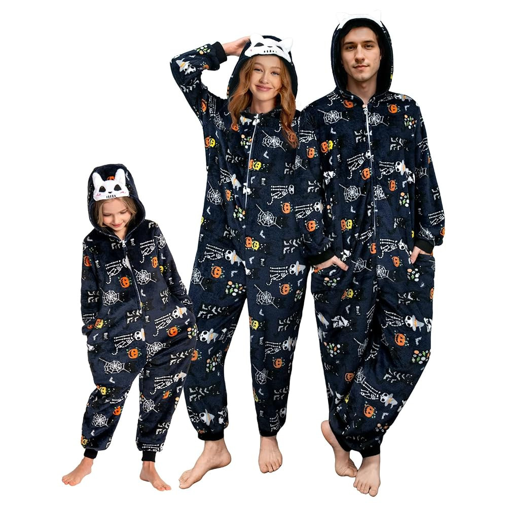 OLAOLA Matching Family Pajamas Halloween Sleepwear Xmas Flannel Holiday Onesie Hooded Novelty Chr... | Amazon (US)