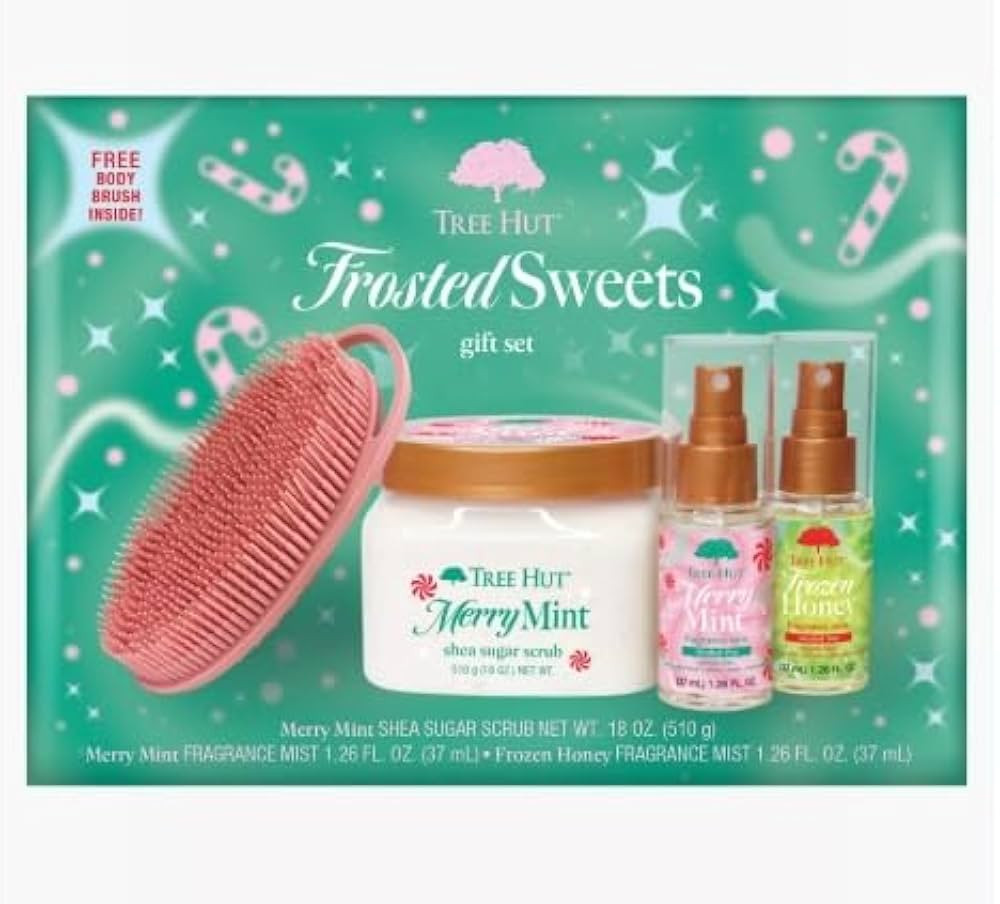 Tree Hut Frosted Sweets Holiday Gift Set with Merry Mint Sugar Scrub, Fragrance Mists, Hair Brush... | Amazon (US)
