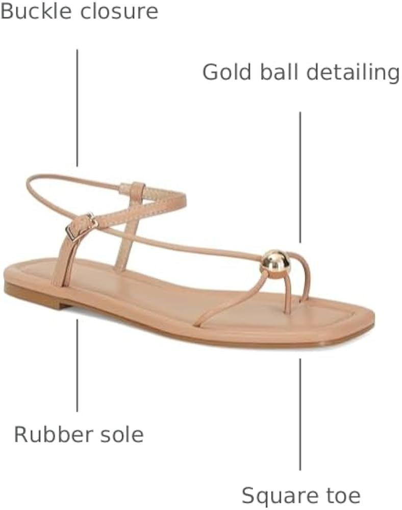 Strappy Flat Sandals for Women Comfortable Dressy Summer Beach Thong Flip Flop Slide Sandals with... | Amazon (US)