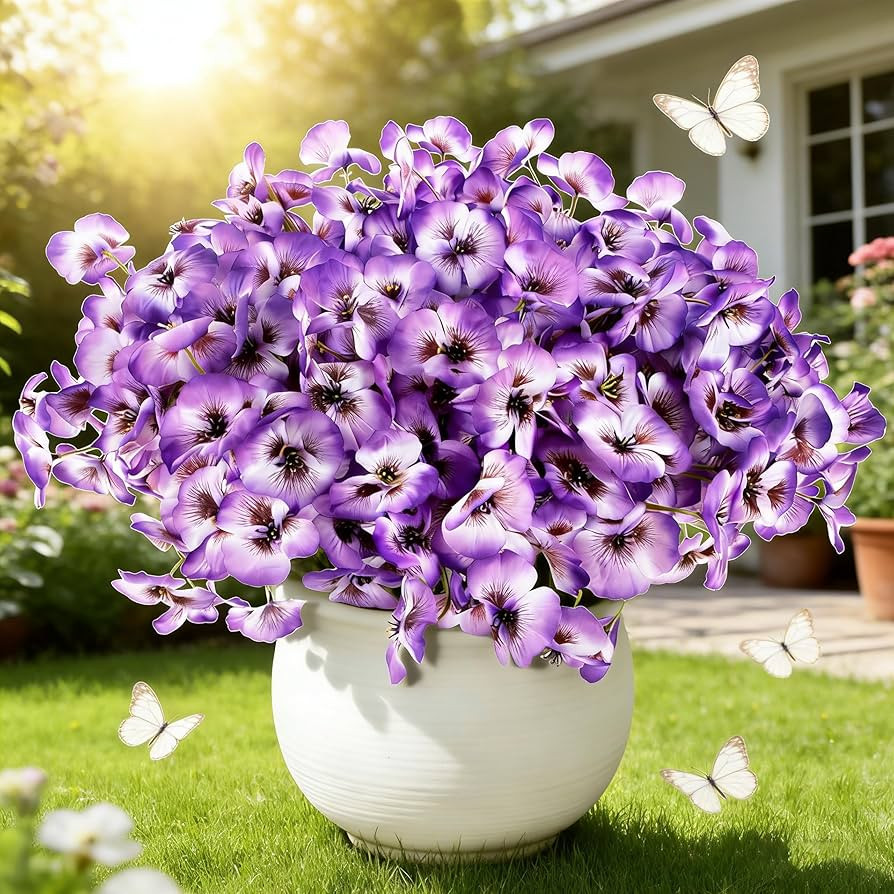ZAIYW 18 Bundles Artificial Flowers Outdoor Fake Flowers Pansies Faux Artificial Plants for Plant... | Amazon (US)