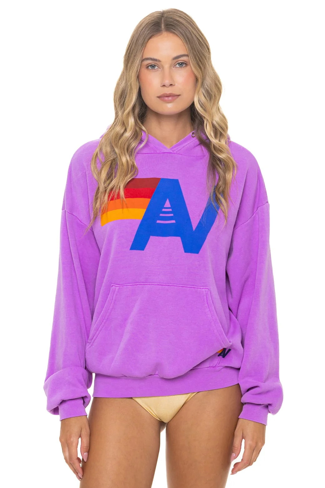 Neon Purple Logo Hoodie - Relaxed Fit Pullover | Aviator Nation | Aviator Nation