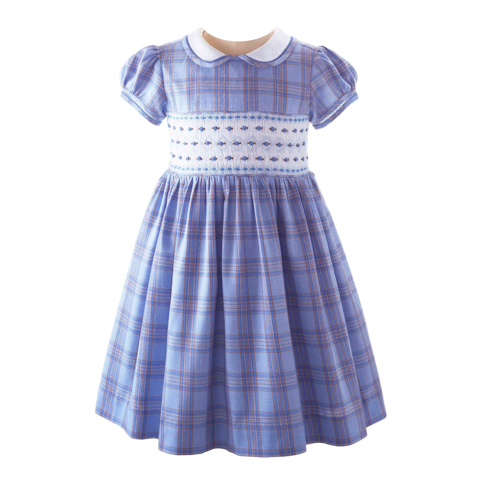 Blue Tartan Smocked Dress | Rachel Riley