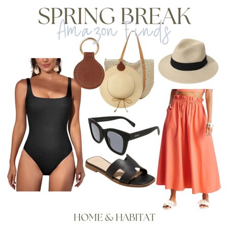 I love these Amazon finds for spring break and for transitioning into summer! THE BEST most flattering swim suit and my favorite hat, sunglasses and slides. Isn’t this the prettiest skirt?! Wear it as a cover up or out to dinner this summer  

#LTKSeasonal #LTKswim #LTKstyletip
