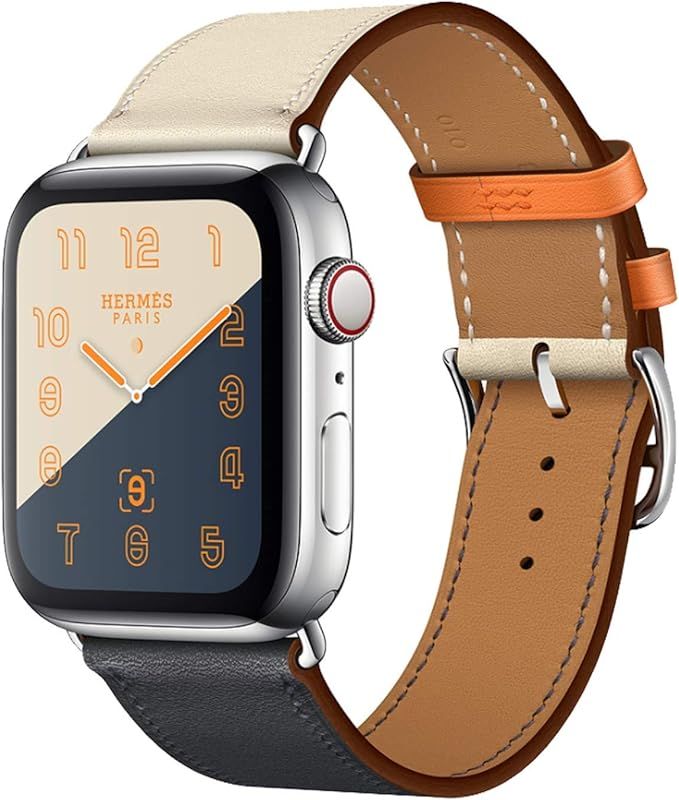 Leather Band Compatible with iWatch 44mm 42mm Genuine Leather Strap Watch Bands Replacement for i... | Amazon (US)