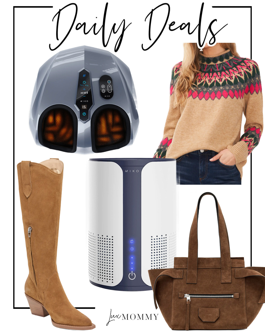 Daily Deals, Deals of the day!!
AllSaints, Leather Shoulder Tote, Funnel Neck Sweater, Dolce Vita, Western Boot, Shiatsu Foot Massager, HEPA Air Purifier  

 #LTKGiftGuide #LTKHome #LTKFindsUnder100