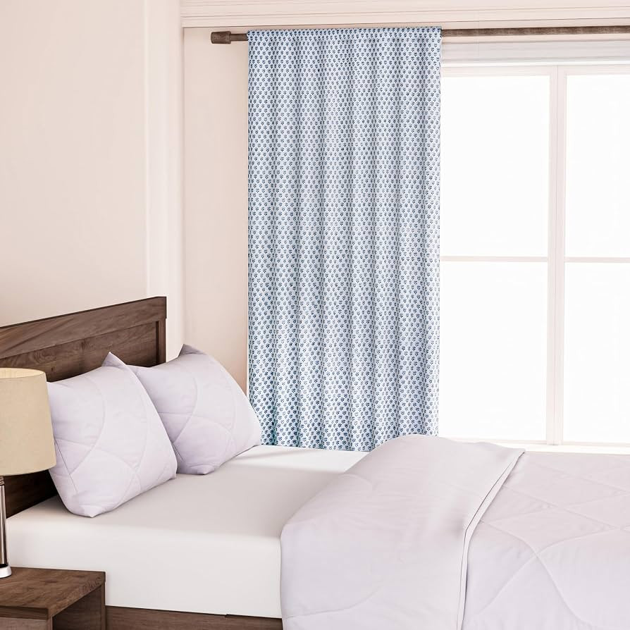 CPC Apatite Blue Cotton Hand Block Print 52" x 84" Pack of 1 Farmhouse Drapes for Living Room Rod... | Amazon (US)