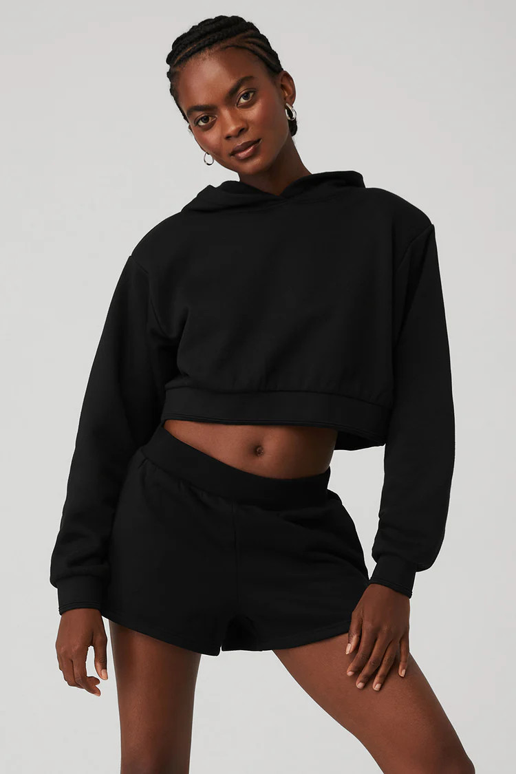 Cropped Headliner Shoulder Pad Hoodie | Alo Yoga (US)