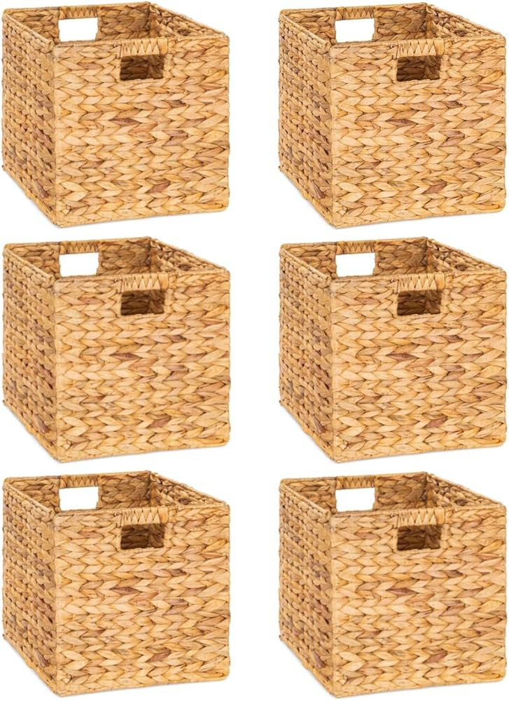 M4DECOR 12 x 12in Water Hyacinth Storage Baskets, Wicker Storage Baskets for Shelves, Woven Baske... | Amazon (US)