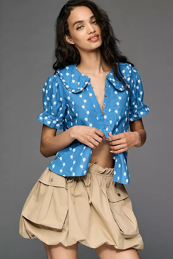 Keira Embroidered Blouse by Pilcro | Anthropologie (US)