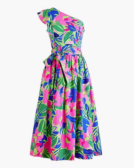 Tropical floral print one shoulder midi dress 

#LTKSeasonal #LTKfindsunder100 #LTKsalealert
