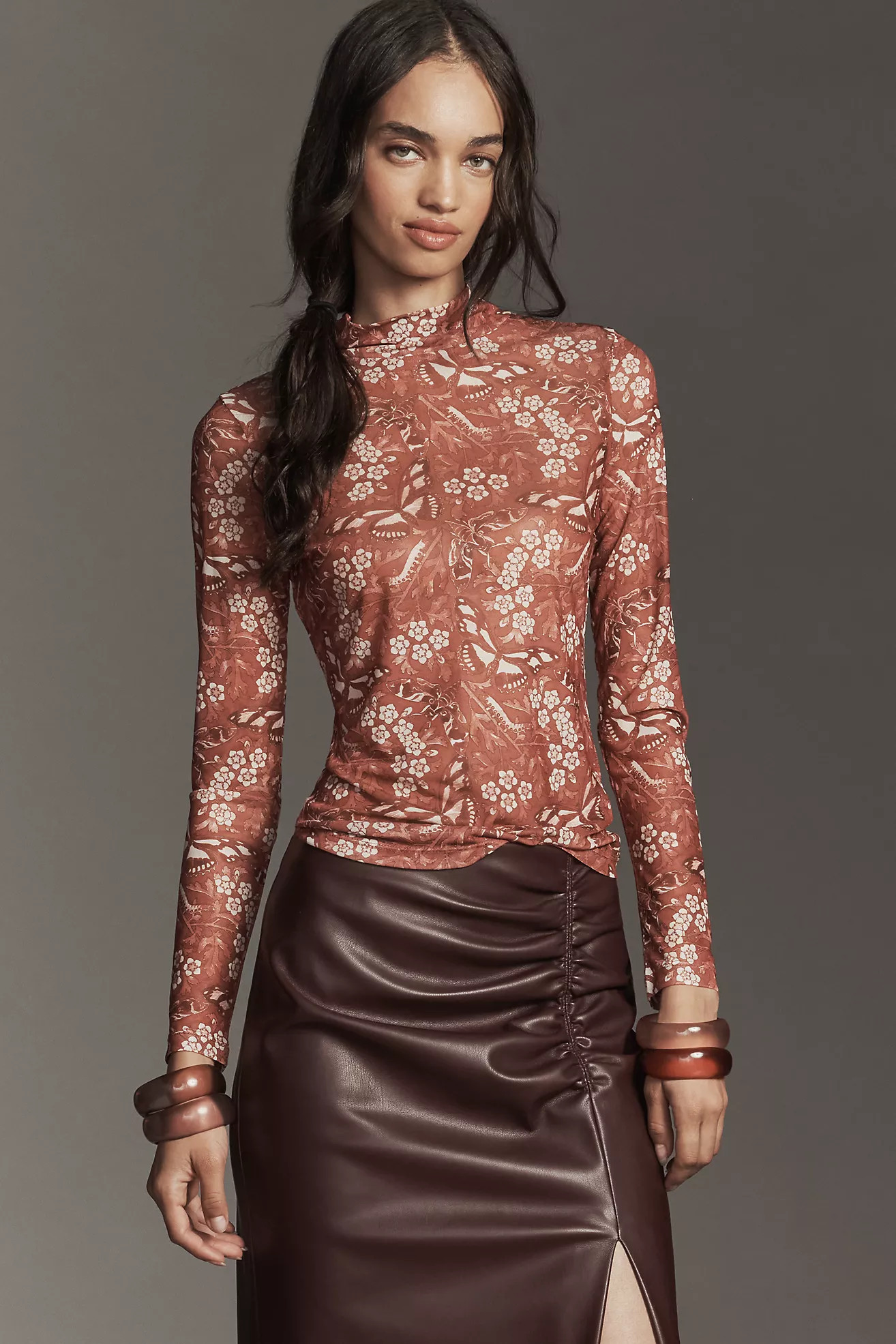 By Anthropologie Mesh Turtleneck Top | Anthropologie (US)