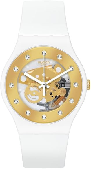 Swatch New Gent BIOSOURCED Sunray Glam Quartz Watch       
Band Material: Silicone 

Clasp: Half ... | Amazon (US)